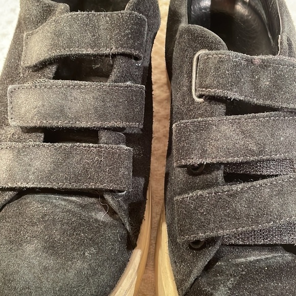 Sandro Paris Black Suede Three Velcro Strap Sneakers - Picture 3 of 11
